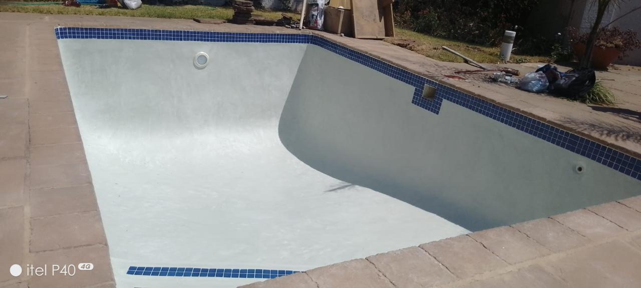 Sparkling blue swimming pool